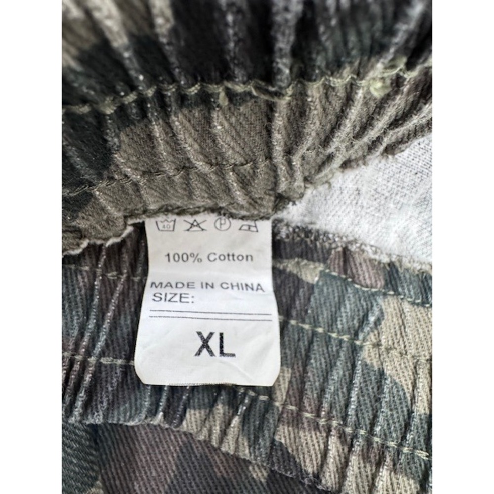 EUC Women's green camo wide leg cargo pants with elastic waist and drawstring XL - Picture 7 of 7